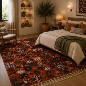 Berber Colorful Authentic Wool Area Taznakhet Boho Rug