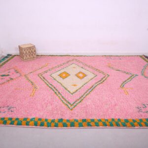 Berber Custom Design Pink Wool Geometric Living Room Rug