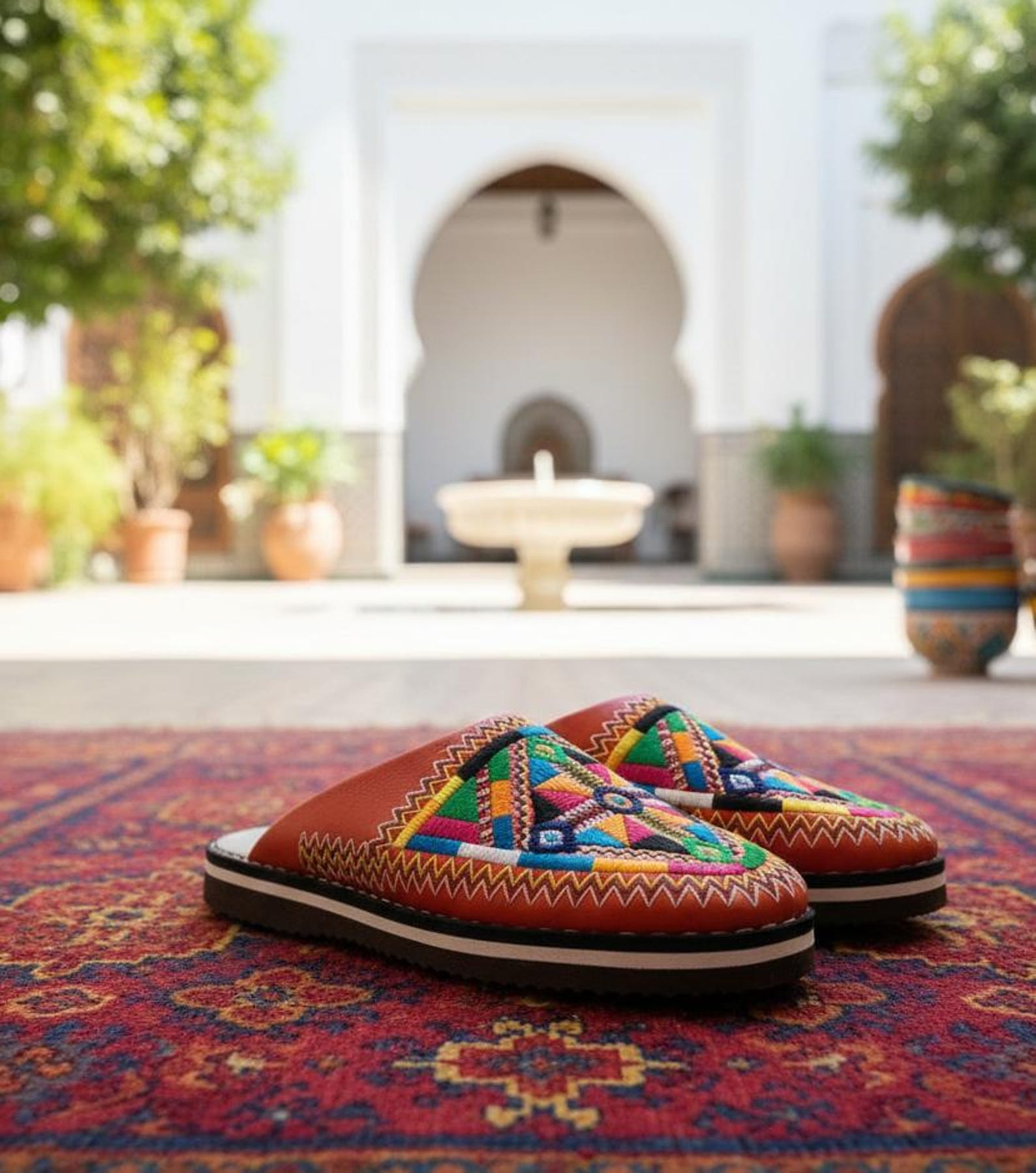 Berber Authentic Adouko Babouche Handmade Leather Babouche Shoes