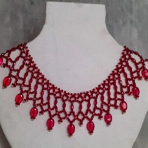 Amazigh Red Beaded Choker Handmade Tribal Boho Necklace