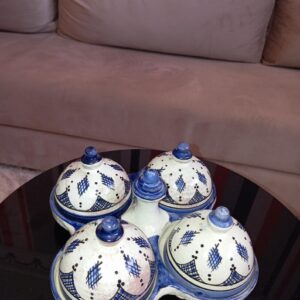 Amazigh Handmade Spice Set Blue Pottery Ceramic Piece