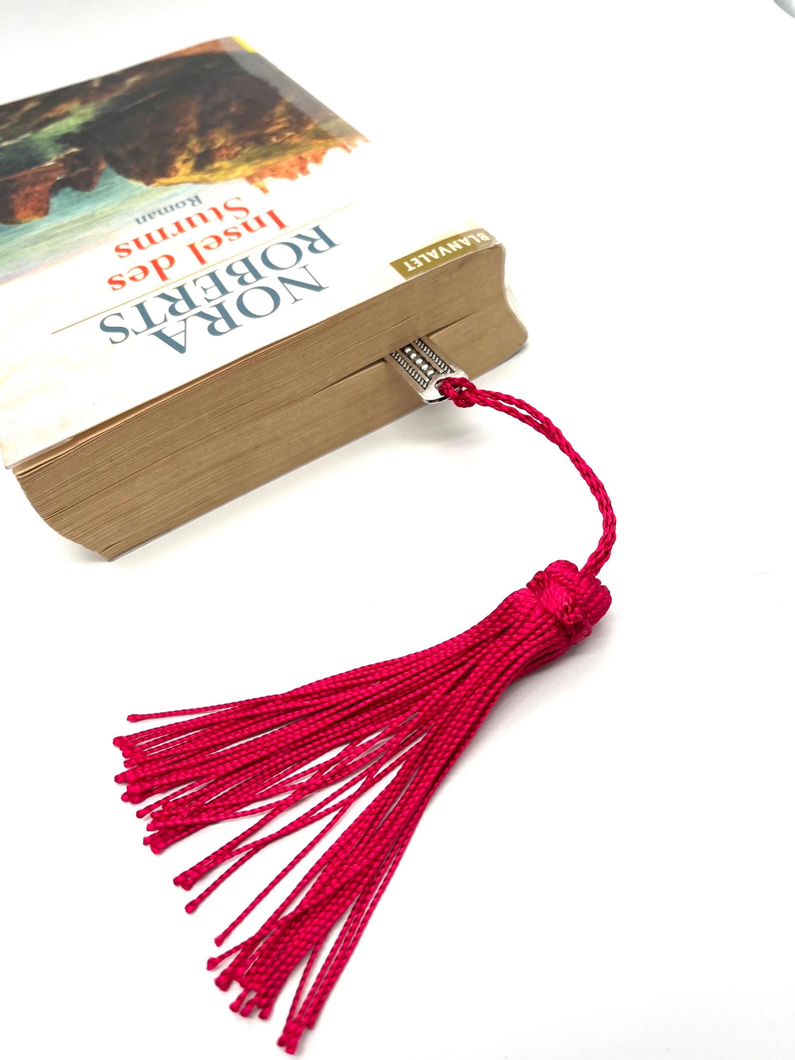 Amazigh Handmade Silver-Tone Hamsa Metal Bookmark with Silk Tassel