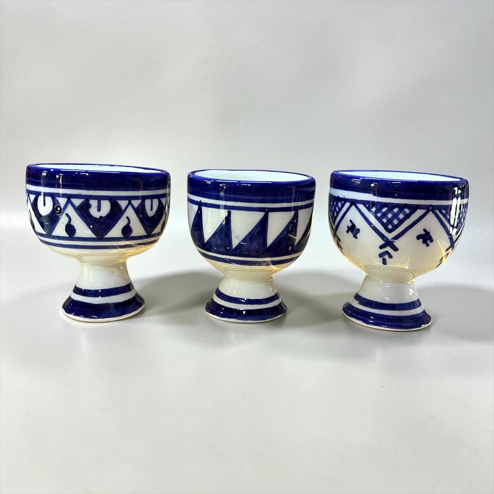 Amazigh Handmade Ceramic Egg Cups Set Hand Mug