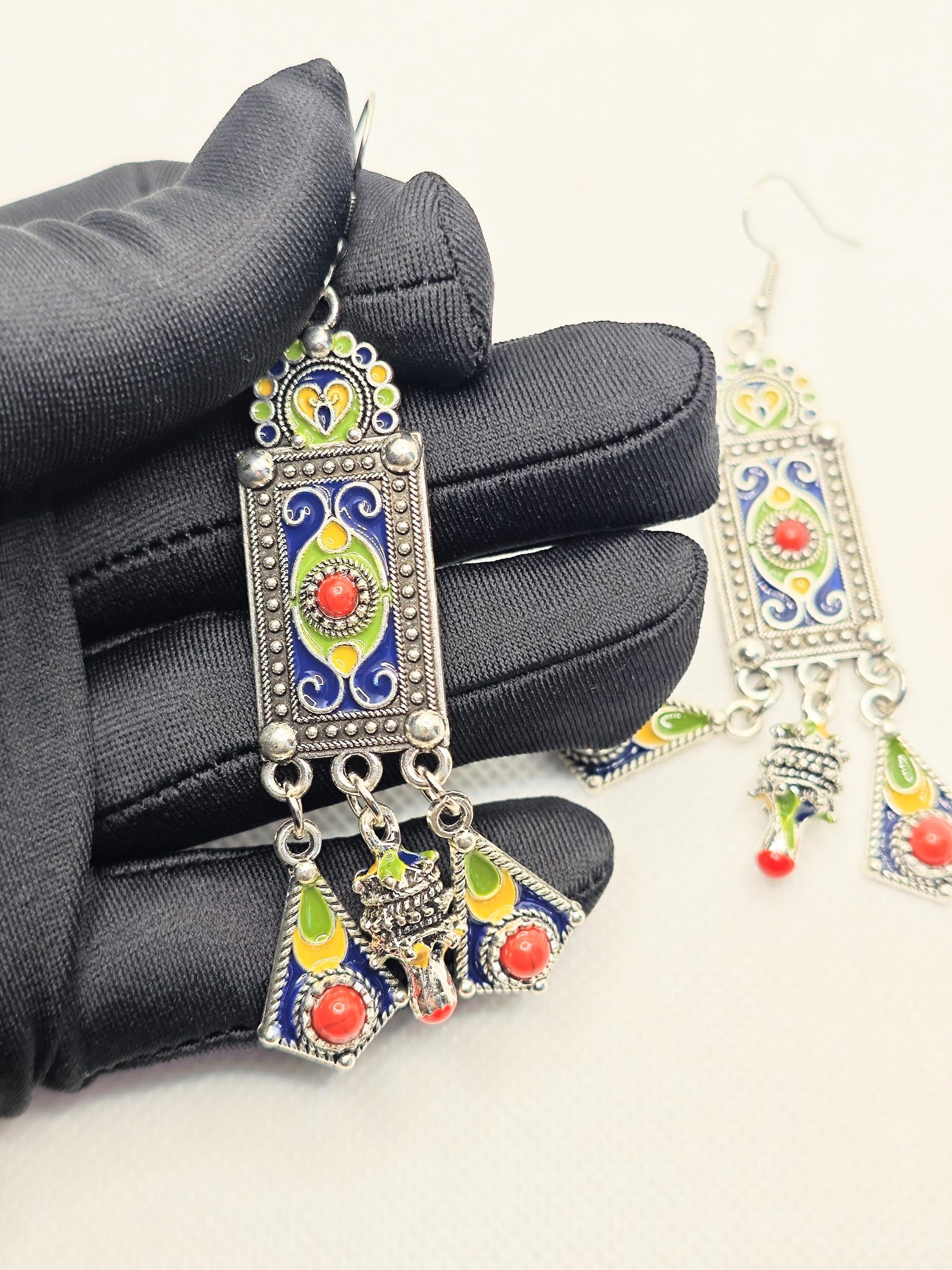 Amazigh Boucles d oreilles kabyles métal argenté Earrings