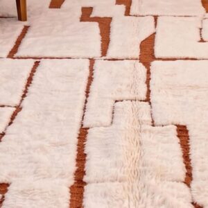 Berber Custom Design Wool Neutral Geometric Living Room Rug