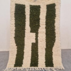 Amazigh Olive Green Striped Thread Handmade Custom Rug