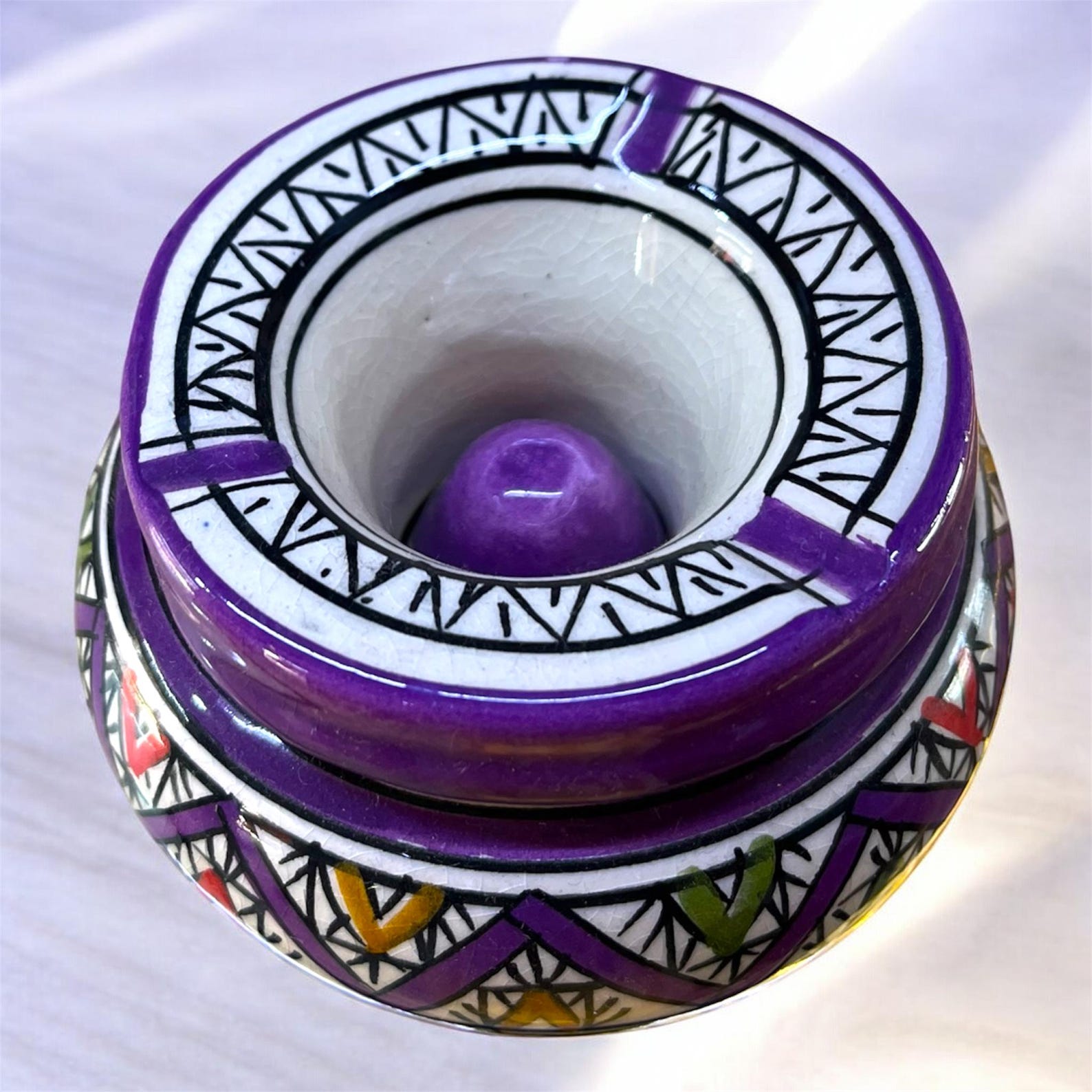 Amazigh Handmade Ashtray Hand Painted Pottery Ceramic Piece