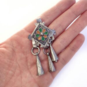 Berber Antique ( ) pendant silver and enamel old amulet South Necklace