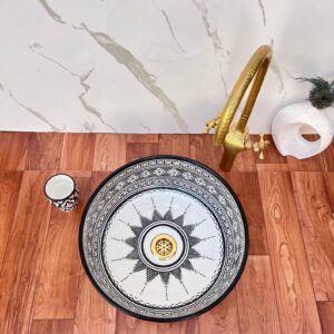 Amazigh Hand Painted Multiband Bathroom Sink Basin Ceramic Ring