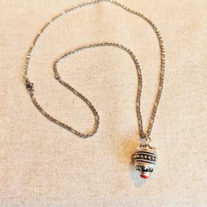 Amazigh Kabyle Berber Silver-Tone Enamel Pendant Stainless Steel Necklace