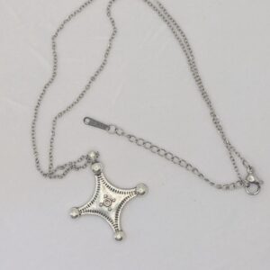 Amazigh Berber Tuareg Southern Cross Silver-Plated Fibula Pendant Necklace
