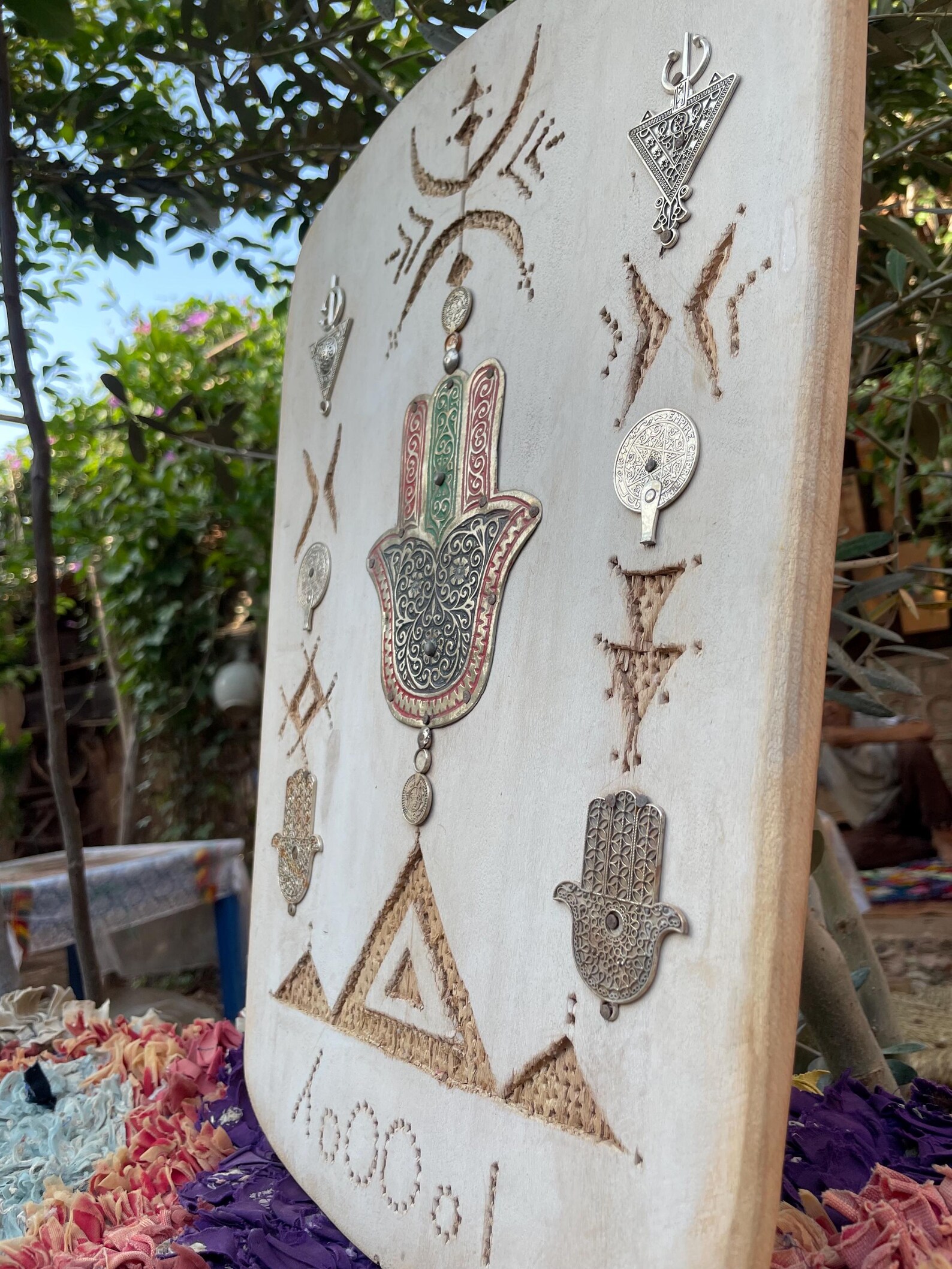 Berber Handmade Willow Wood Hamsa Wall Decor Symbols Boho Art