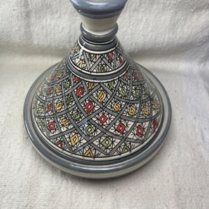 Amazigh handmade ceramic White Black tagine serving table