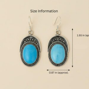 Amazigh Turquoise Silver Boho Jewelry Lightweight Dangle Earrings