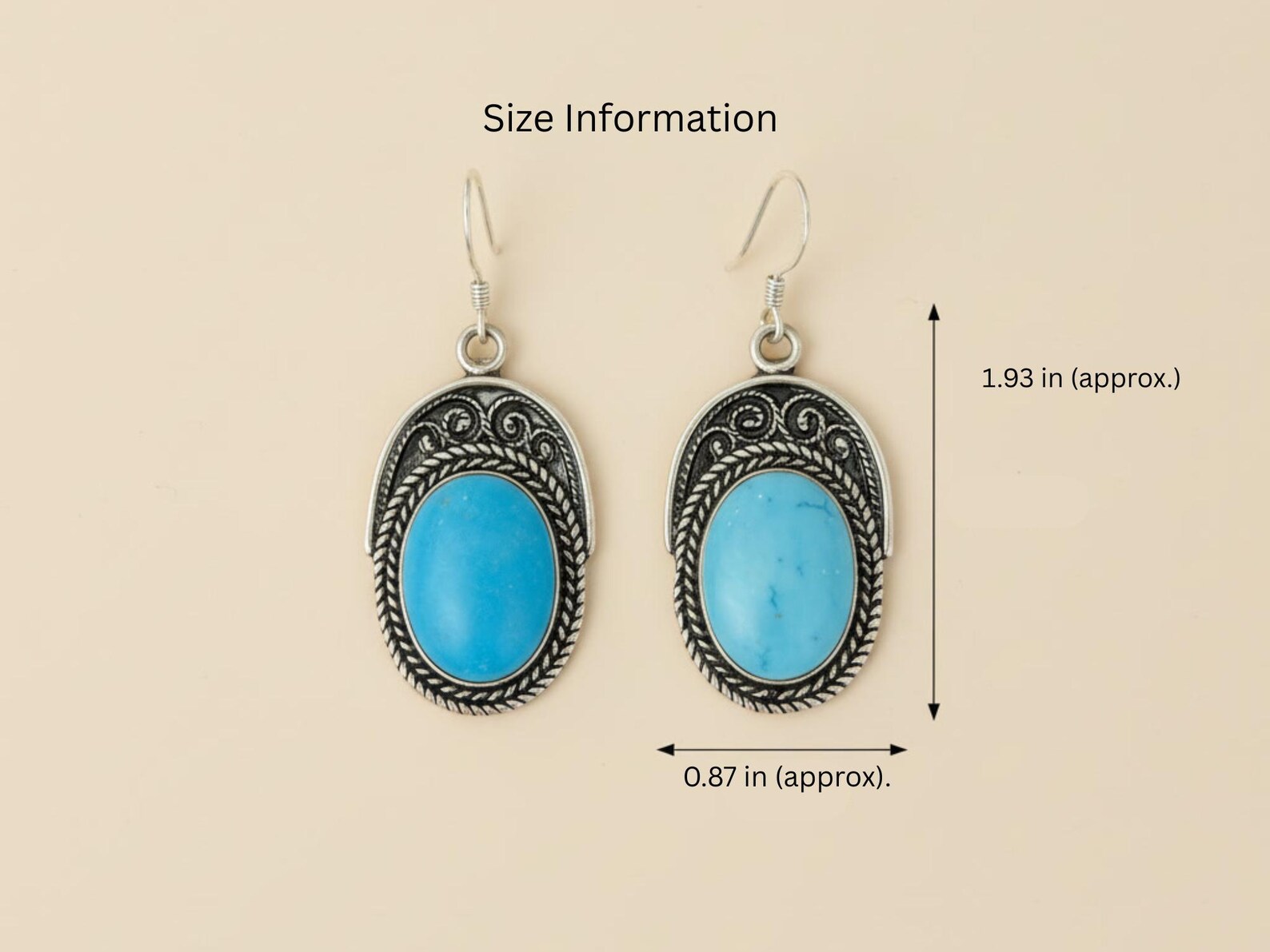 Amazigh Turquoise Silver Boho Jewelry Lightweight Dangle Earrings