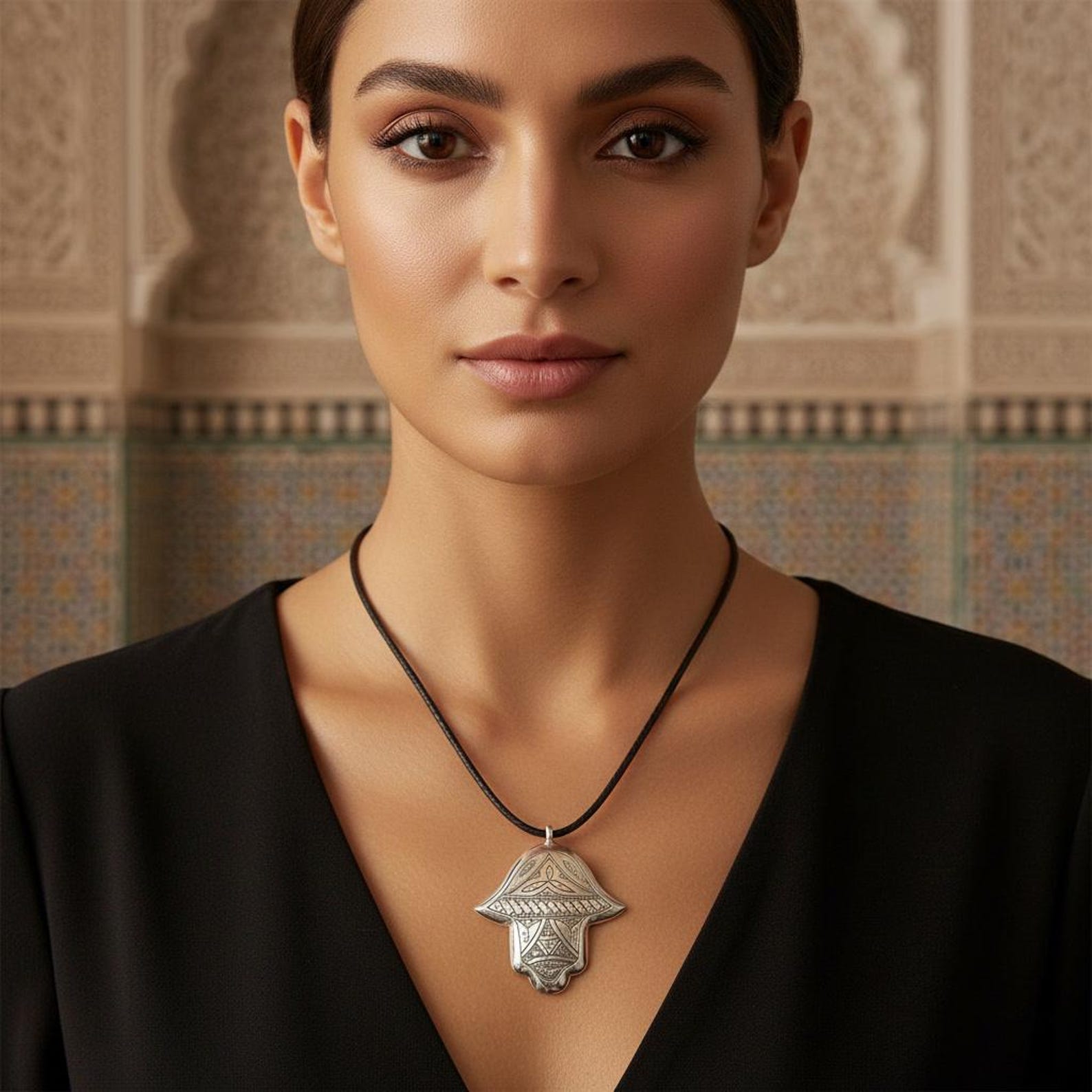 Berber Silver Khmissa Pendant Handmade Jewelry Hamsa Necklace