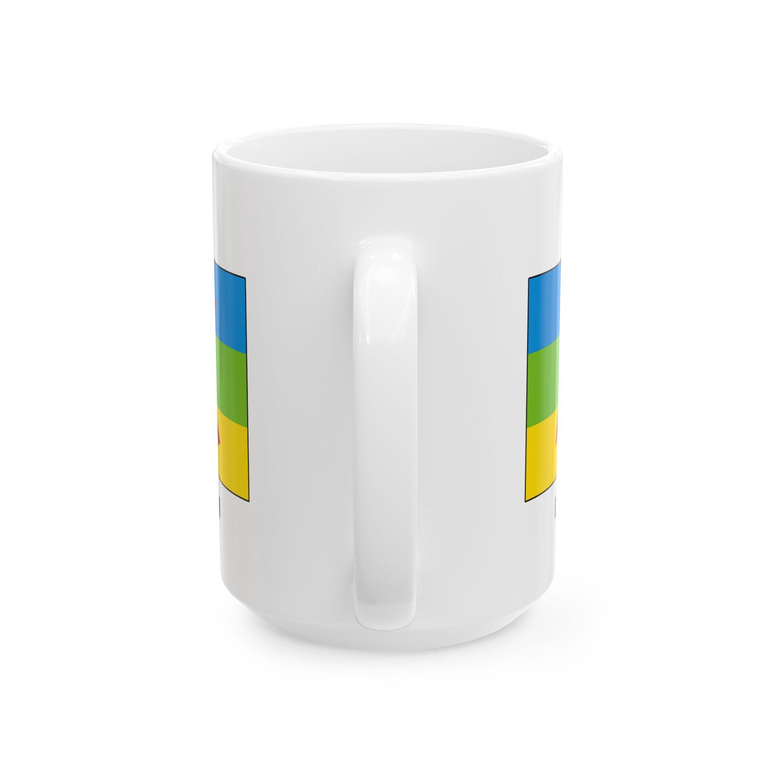 Berber Flag Tamazight White Ceramic Mug with Yaz Symbol