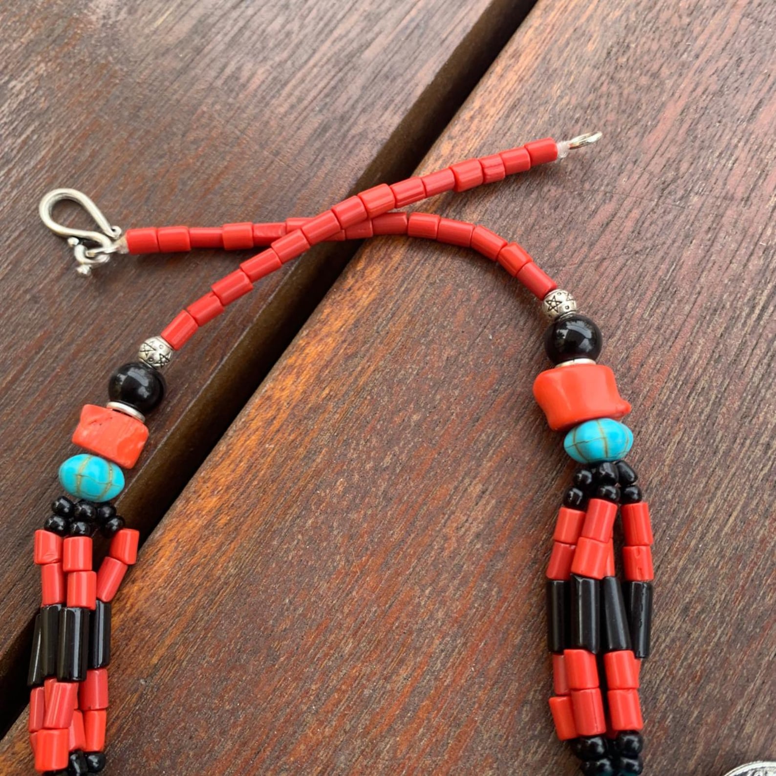 Berber Coral Turquoise Antique Coin Handmade Statement Necklace