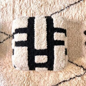 Berber Beni Ourain Floor Cushion Handmade Pouf Ottoman