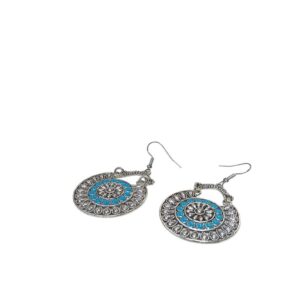 Amazigh Blue and Yellow Enamel Tribal Lightweight Dangle Earrings