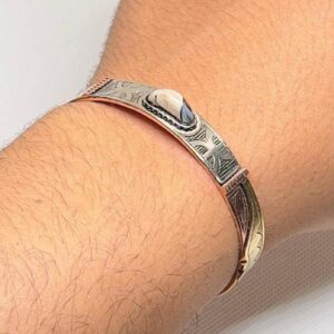 Handmade Amazigh Berber Amber Pure Copper Adjustable Bangle Bracelet