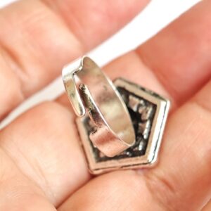 Amazigh Ring in métal argenté émaillé kabyle- - berbère
