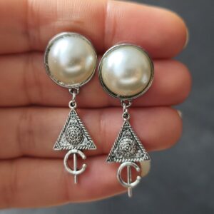 Amazigh Kabyle Fibule Pearl Berbères Stainless Steel Drop Earrings