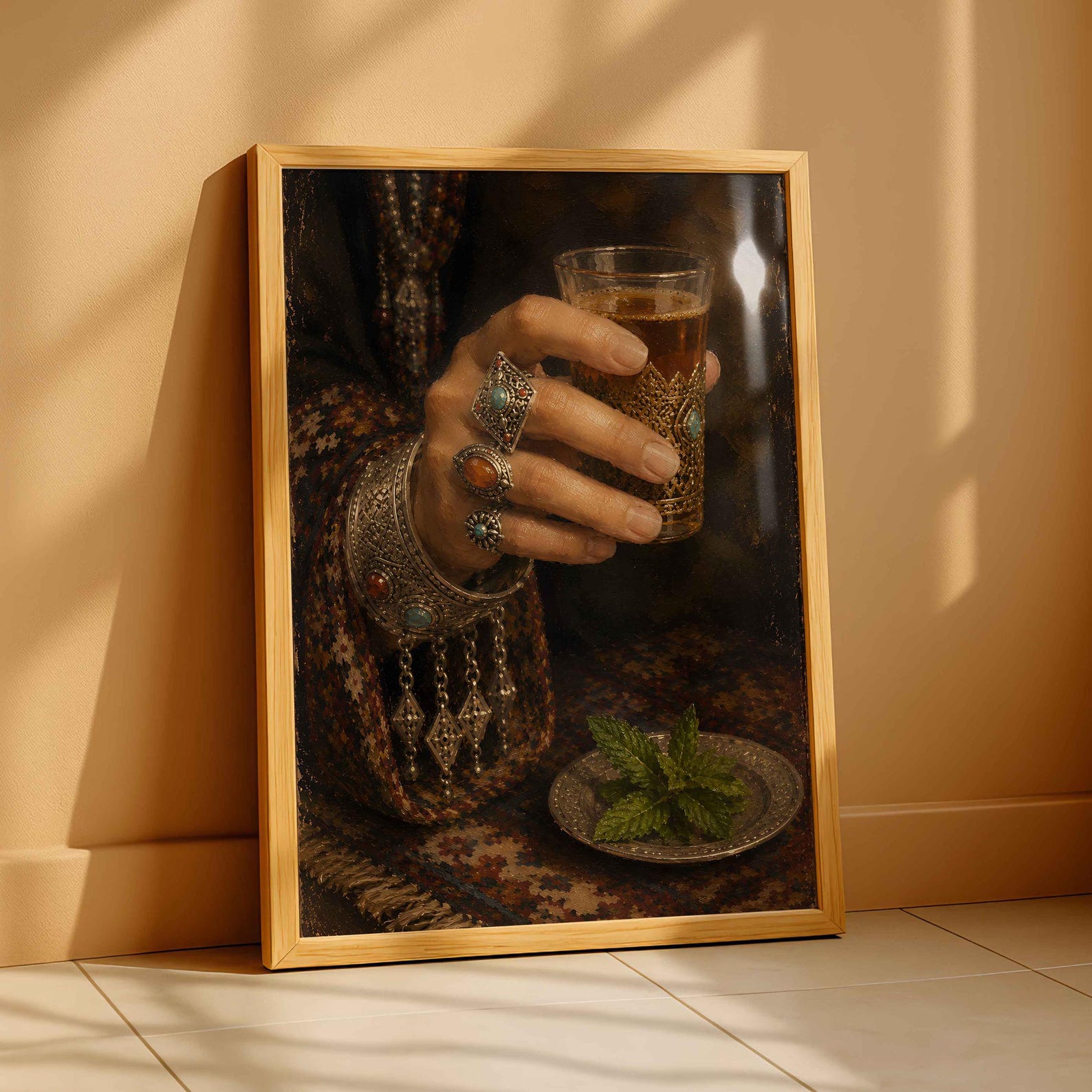 Amazigh Woman Mint Tea Berber Jewelry Digital Wall Art