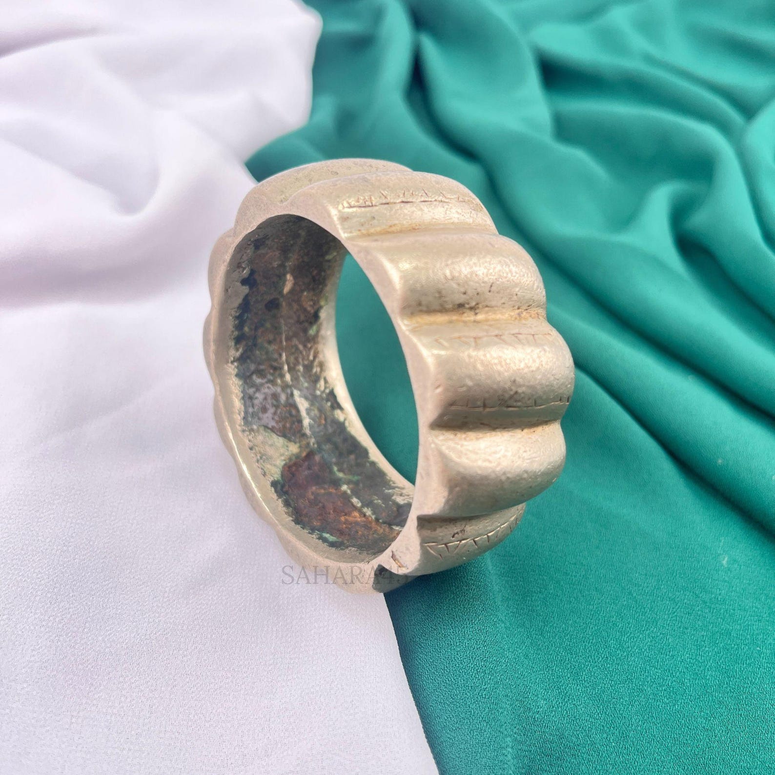 Berber Antique AIT ATTA Hand-Engraved 600 Silver Bracelet