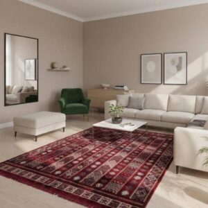 Amazigh Red Rug with Embroidery 3m Length × 2m Width
