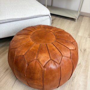 Berber Premium XL Leather Pouffe Handmade Footstool Pouf