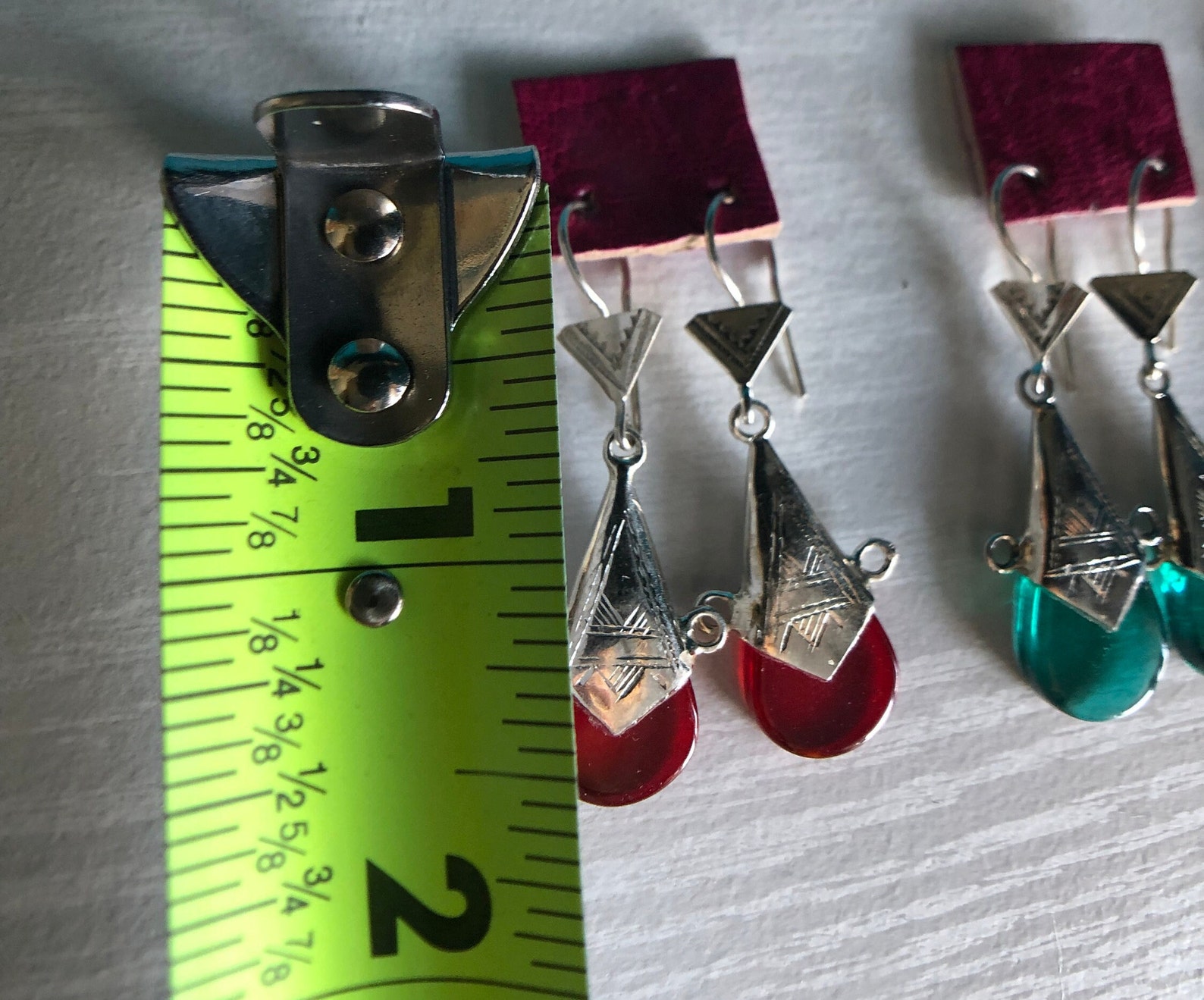 Amazigh Pure 925 Silver Tuareg Glass Silversmith Earrings