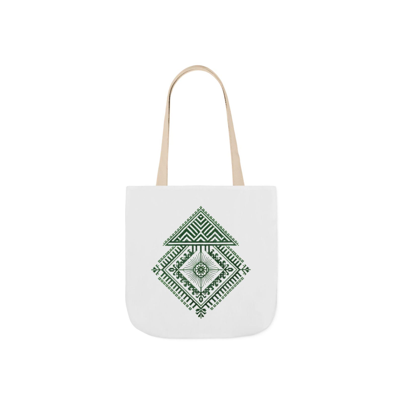 Berber Geometric Pattern Canvas Tote Bag With Motif