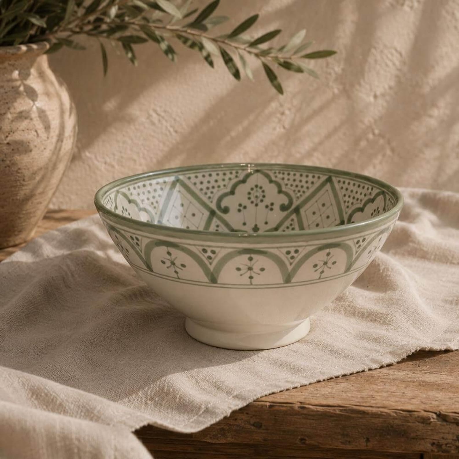 Amazigh Saladier Vert - Bowl for Kitchen and Dining Use