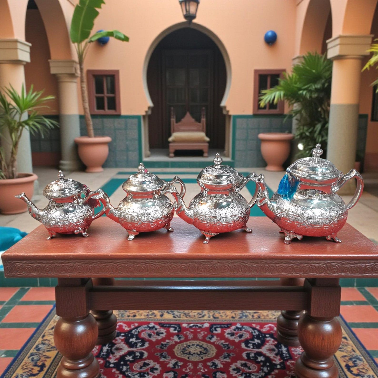 Amazigh Handcrafted Silver Teapot Traditional Engraved Tea Pot