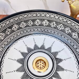 Amazigh Hand Painted Multiband Bathroom Sink Basin Ceramic Ring
