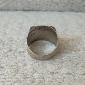 Berber Antique Square Silver Ring with Tribal Design