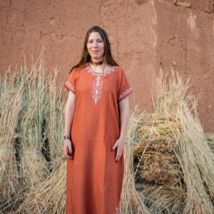 Berber Handmade Cotton Symbol Screen Printed Gandora Kaftan