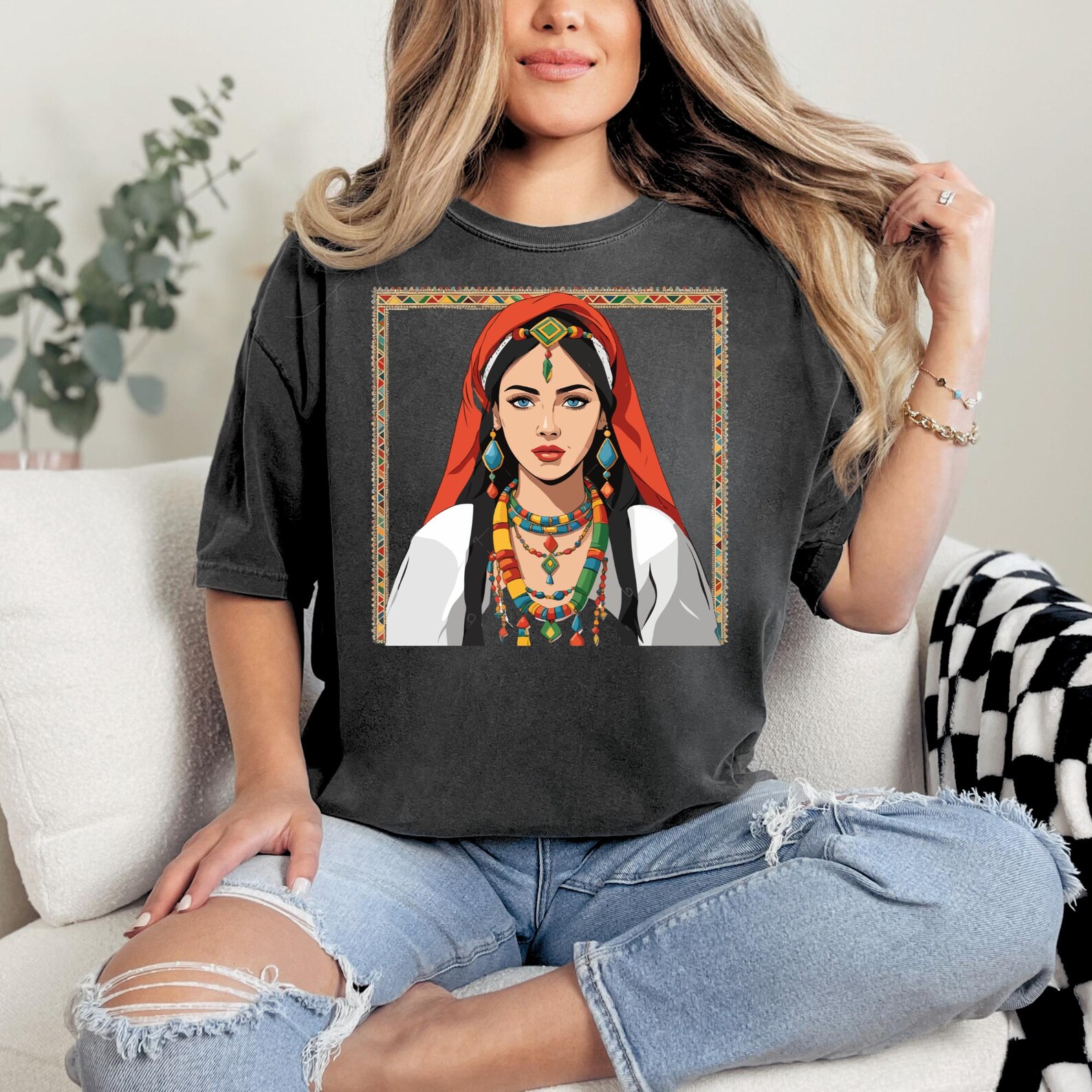 Amazigh Berber Kabyle Yaz Symbol Unisex Cotton Art T-Shirt