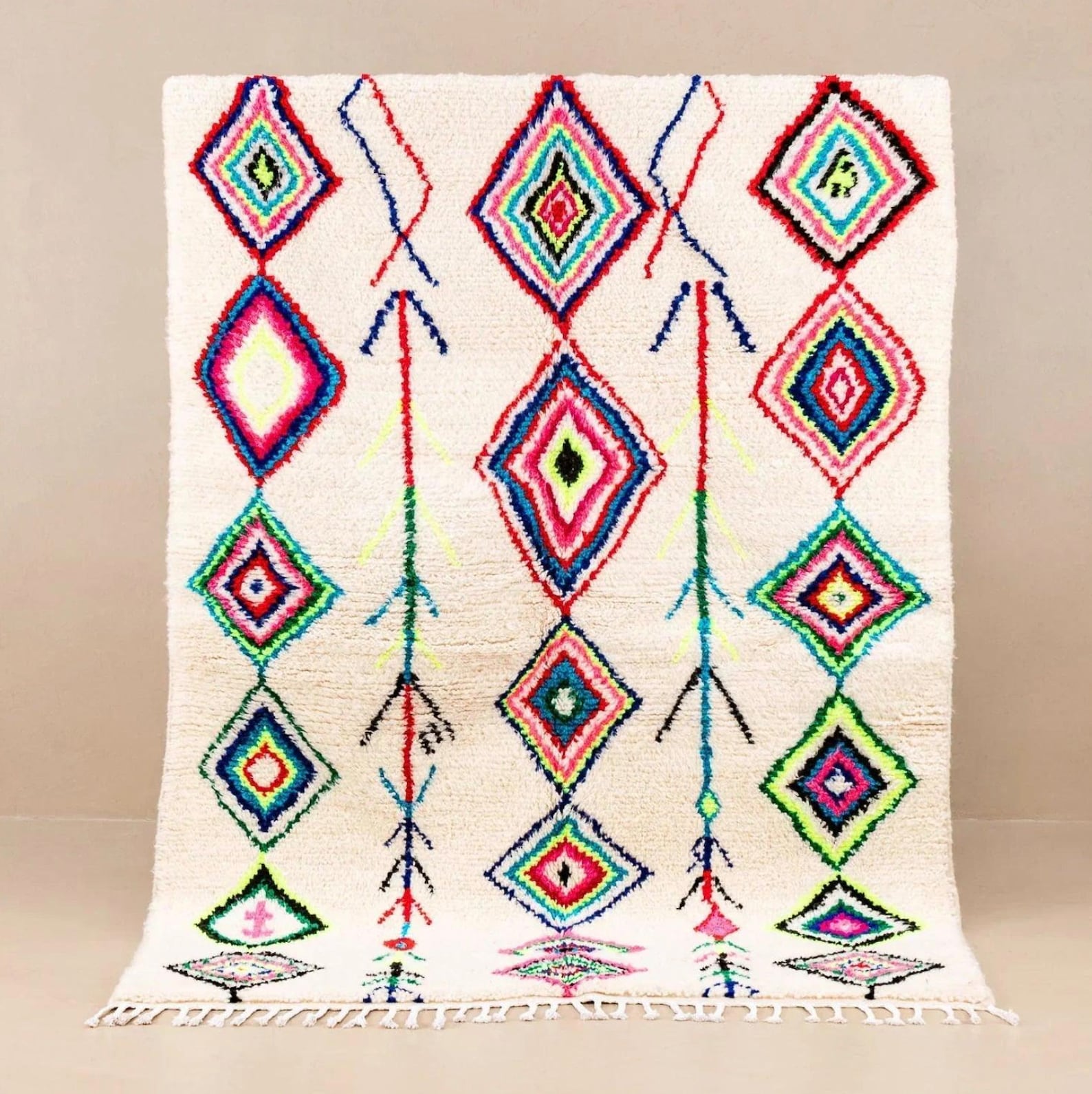 Berber Colorful Diamond Wool Handmade Area Tribal Rug