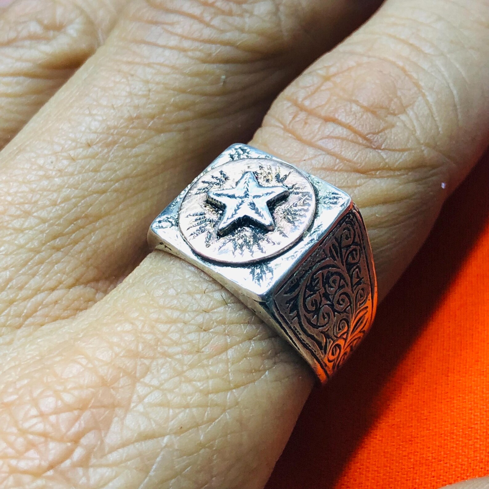 Handmade Berber Tuareg Engraved 925 Sterling Silver Adjustable Ring