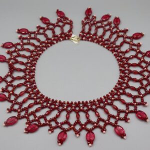 Amazigh Red Beaded Choker Handmade Tribal Boho Necklace
