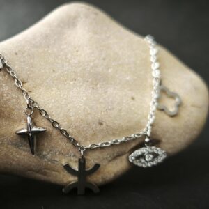 Amazigh Berber Kabyle Yaz Silver Stainless Steel Charm Bracelet