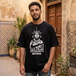 Amazigh Cultural Pride Black Cotton Graphic Streetwear T-Shirt