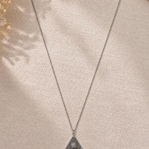 Berber Inspired Silver Pendant Tribal Style Necklace with Design