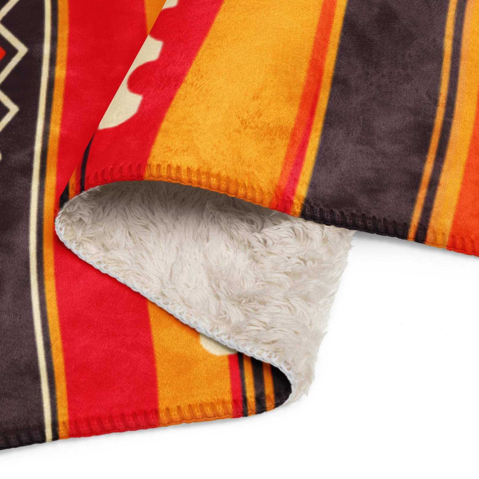Kabyle Berber Amazigh Sherpa Textile Throw Orange Red North African Blanket