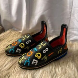 Amazigh Handmade Leather EU 36-44 White Black slippers