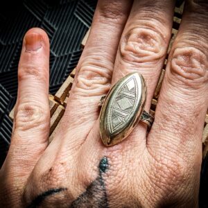 Amazigh White Brass Marquise Shapes Original Vintage Ring