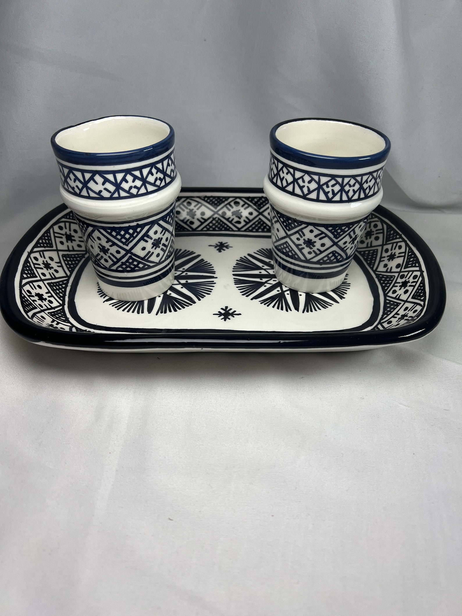 Berber serving table set water juice black Tagine