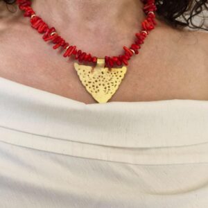 Amazigh Kabyle Red Coral Medallion Corail Necklace Jewelry
